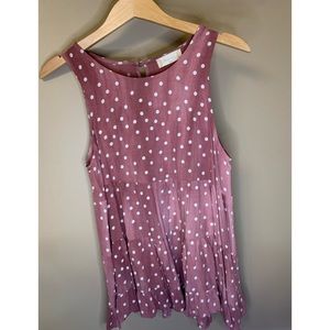 Pink and white polka dot top